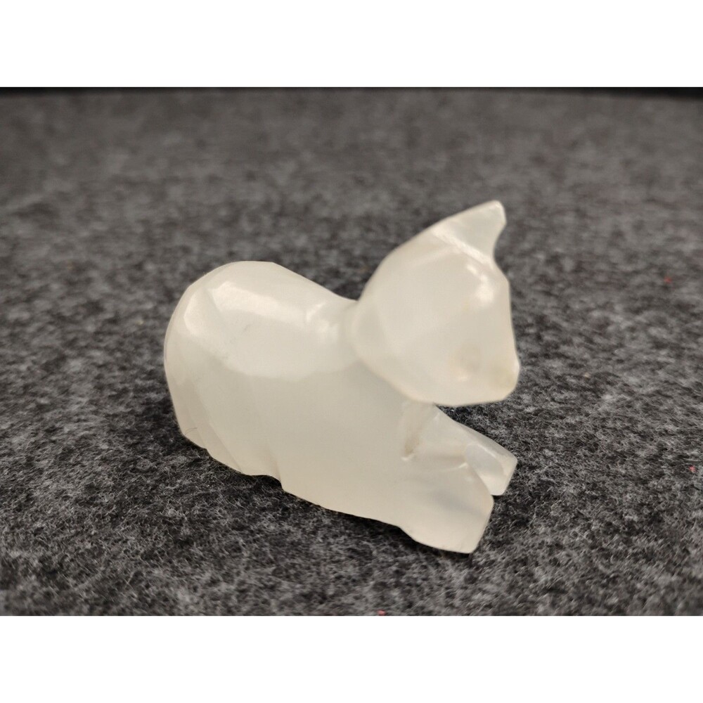 Vintage Carved Stone Miniature Figurine of Sphinx or Cat Small Figure